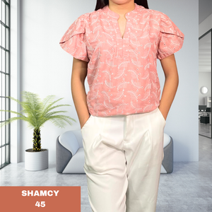 SHAMCY BLOUSE 0045- EYELET OLD ROSE