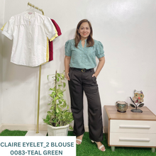 Load image into Gallery viewer, CLAIRE BLOUSE 0083 - EYELET_2  TEAL GREEN