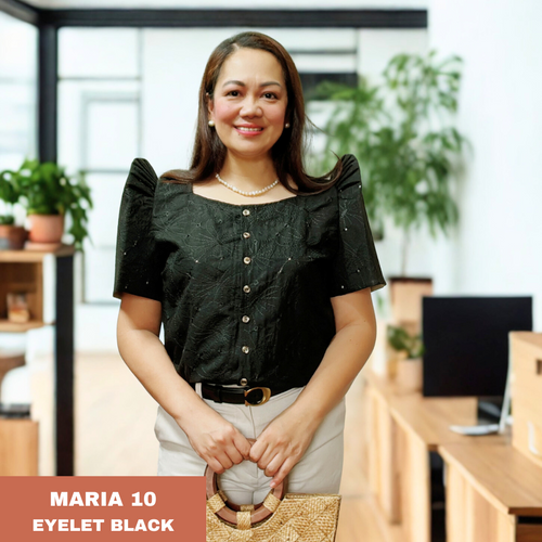 MARIA BLOUSE 0010-EYELET BLACK