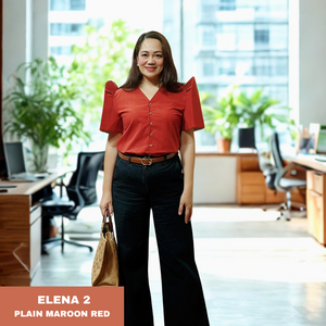 ELENA  BLOUSE 0002- PLAIN MAROON RED