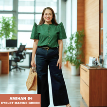 Load image into Gallery viewer, AMIHAN BLOUSE 0064 - EYELET MARINE GREEN