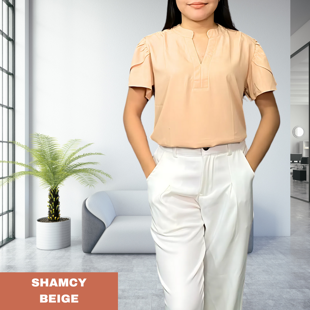 SHAMCY BLOUSE 0005 -  PLAIN LIGHT MOCHA