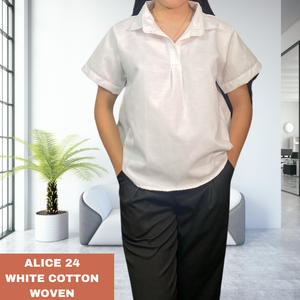 ALICE BLOUSE 0024 - PLAIN WHITE COTTON WOVEN