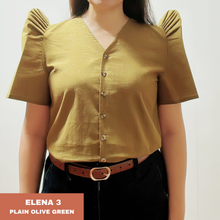 Load image into Gallery viewer, ELENA  BLOUSE 0003- PLAIN OLIVE GREEN