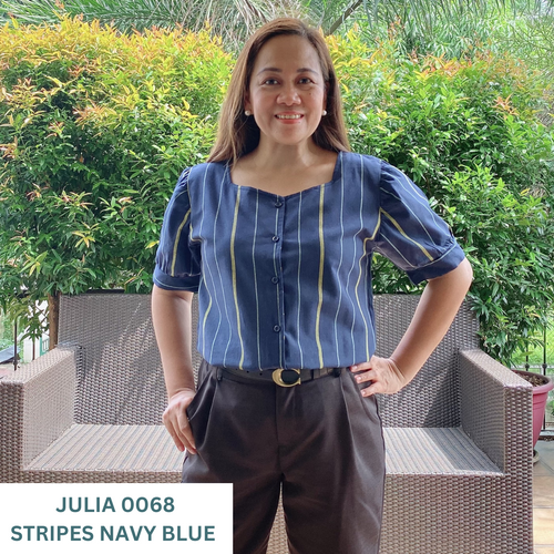 JULIA BLOUSE 0068-STRIPES NAVY BLUE