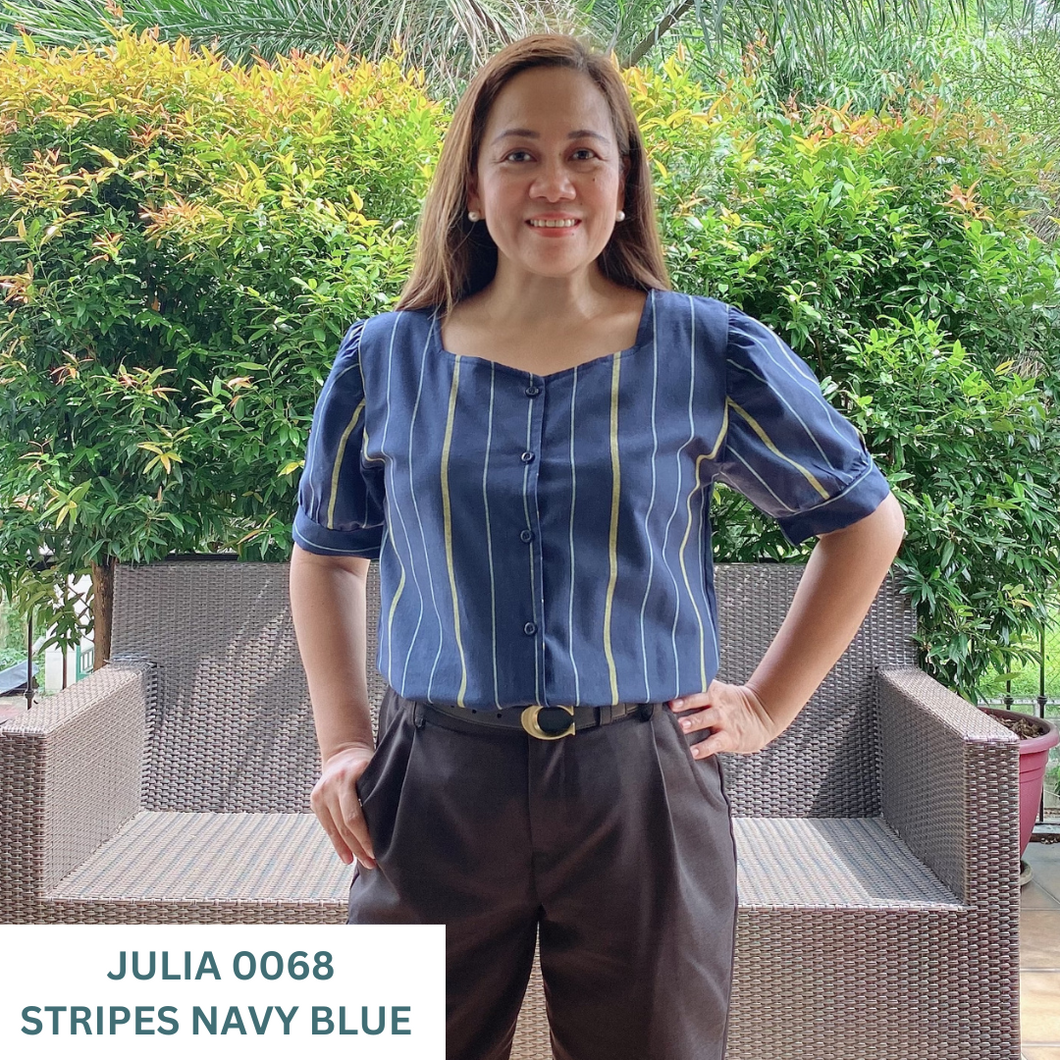 JULIA BLOUSE 0068-STRIPES NAVY BLUE