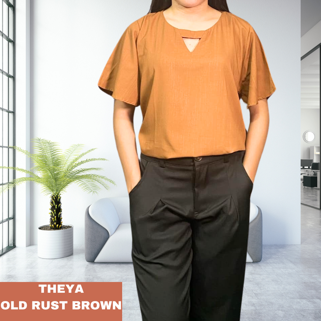 THEYA BLOUSE 0002 - PLAIN RUST BROWN