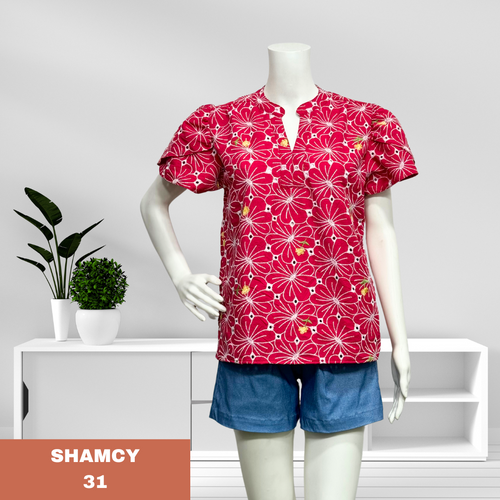 SHAMCY BLOUSE 0031-EYELET RED