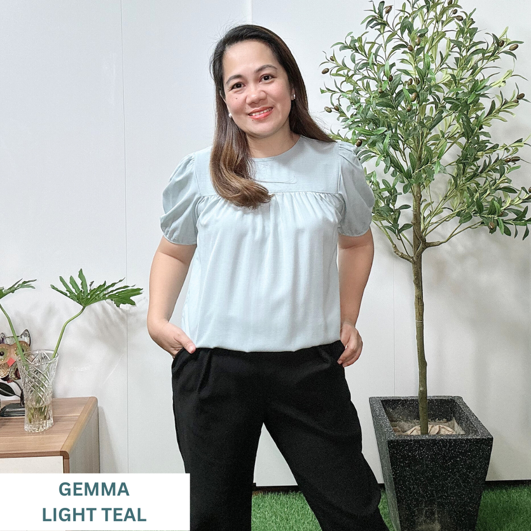 GEMMA  BLOUSE 0010-PLAIN LIGHT TEAL GREEN