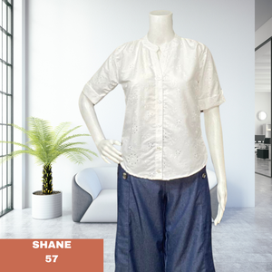 SHANE BLOUSE 0057-EYELET WHITE