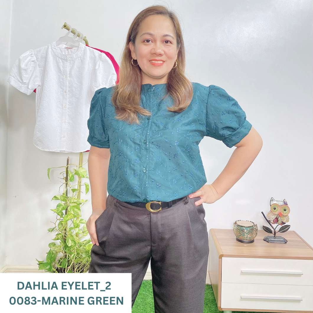 DAHLIA BLOUSE 0083 - EYELET_2  MARINE GREEN