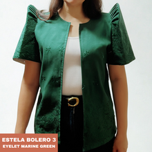 Load image into Gallery viewer, ESTELA FILIPINIANA BOLERO 0003 - EYELET MARINE GREEN