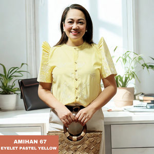 AMIHAN BLOUSE 0067 - EYELET PASTEL YELLOW