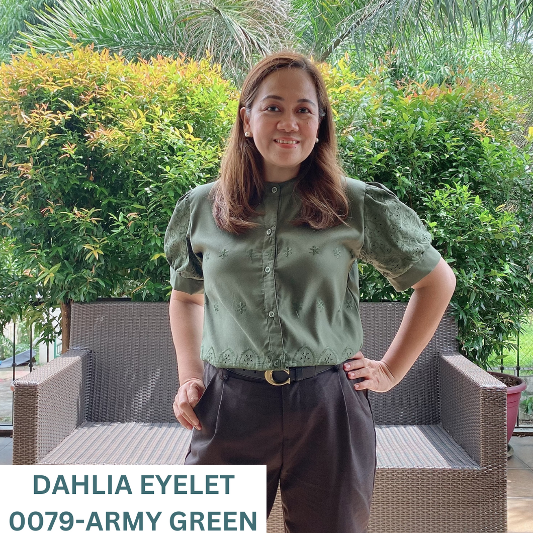 DAHLIA BLOUSE 0079 - EYELET SINEPHA ARMY GREEN