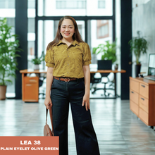 Load image into Gallery viewer, LEA BLOUSE 0038-EYELET OLIVE GREEN