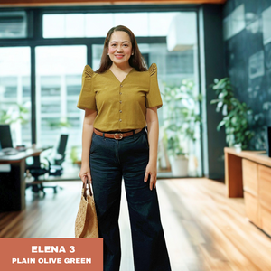 ELENA  BLOUSE 0003- PLAIN OLIVE GREEN