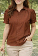 Load image into Gallery viewer, JASMINE  BLOUSE 0007 - PLAIN RUST BROWN
