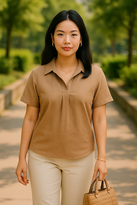 ALICE BLOUSE 0040 - PLAIN MOCHA