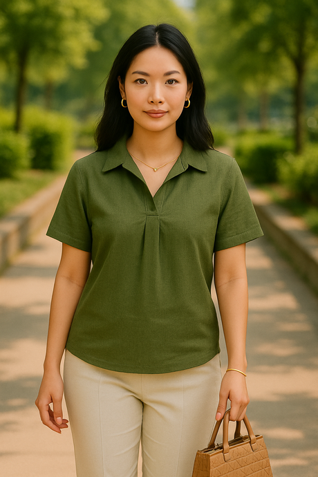 ALICE BLOUSE 0041 - PLAIN ARMY GREEN