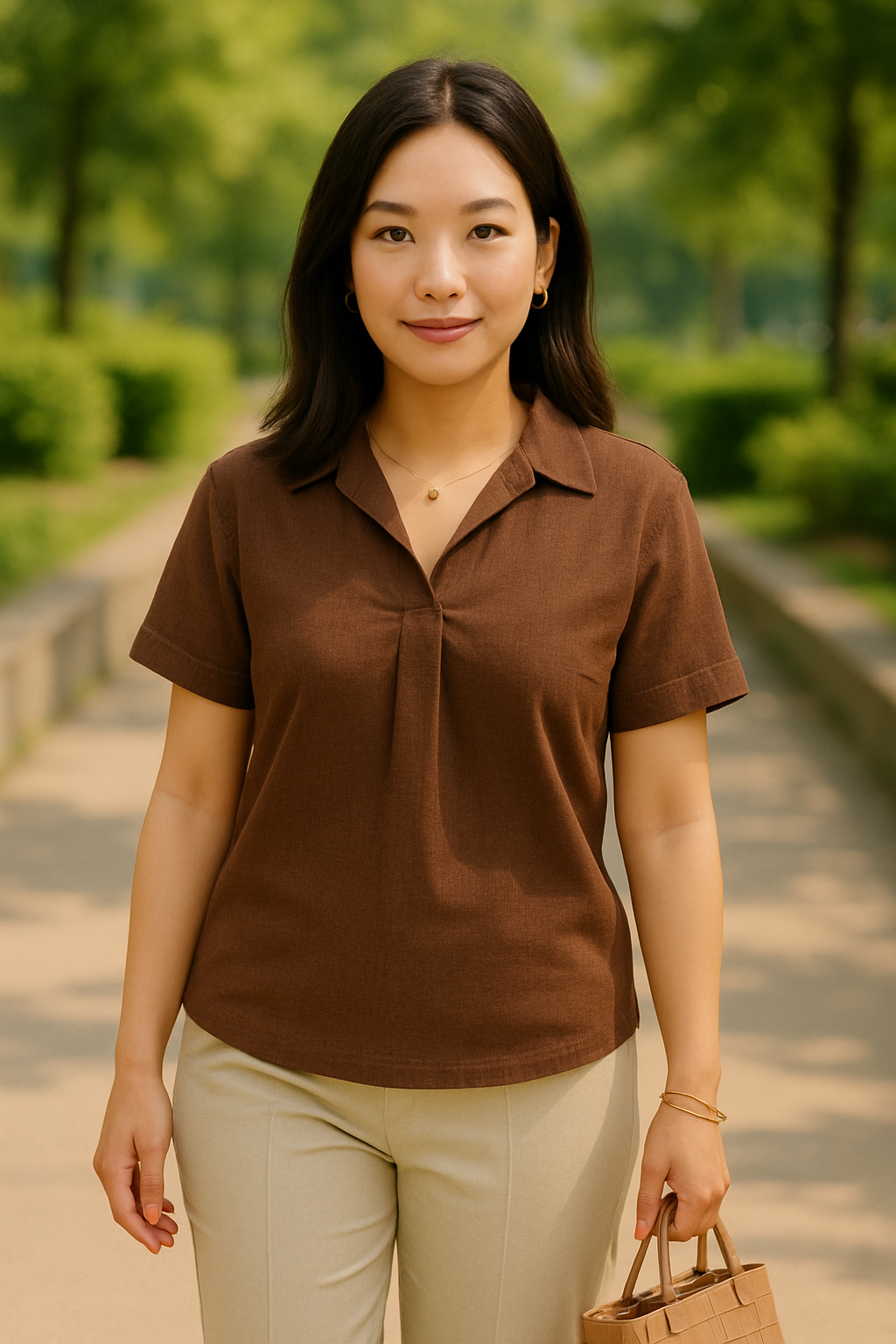 ALICE BLOUSE 0044 - PLAIN CHOCO BROWN