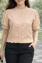 Load image into Gallery viewer, DAHLIA BLOUSE 0075 -  EYELET SINEPHA MOCHA BROWN
