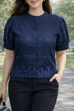 Load image into Gallery viewer, DAHLIA BLOUSE 0077 - EYELET SINEPHA NAVY BLUE