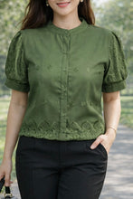 Load image into Gallery viewer, DAHLIA BLOUSE 0079 - EYELET SINEPHA ARMY GREEN