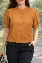 Load image into Gallery viewer, DAHLIA 0081 - EYELET_2 BLOUSE  RUST BROWN