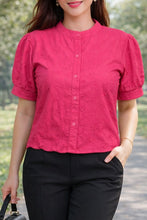 Load image into Gallery viewer, DAHLIA 0082 - EYELET_2 BLOUSE  FUSCHIA