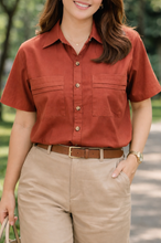Load image into Gallery viewer, NADINE  BLOUSE 0001 - PLAIN RUST