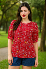 Load image into Gallery viewer, TRICIA  BLOUSE 0037-EMBROID RED