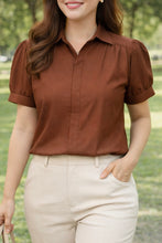 Load image into Gallery viewer, JASMINE  BLOUSE 0007 - PLAIN RUST BROWN