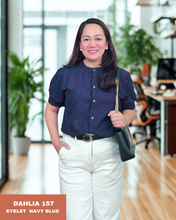 Load image into Gallery viewer, DAHLIA BLOUSE 0157 - EYELET NAVY BLUE