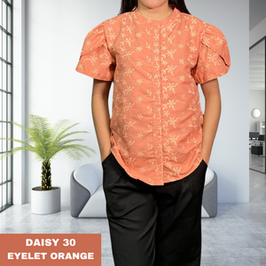 DAISY BLOUSE 0030 - EYELET ORANGE