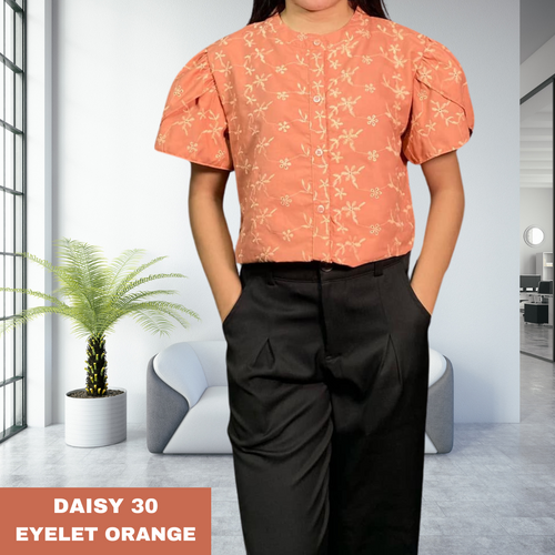 DAISY BLOUSE 0030 - EYELET ORANGE