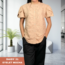 Load image into Gallery viewer, DAISY BLOUSE 0031 - EYELET MOCHA