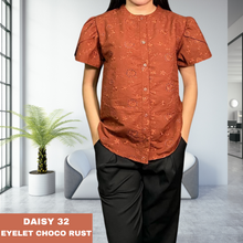 Load image into Gallery viewer, DAISY BLOUSE 0032 - EYELET CHOCO RUST