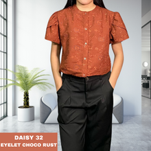 Load image into Gallery viewer, DAISY BLOUSE 0032 - EYELET CHOCO RUST