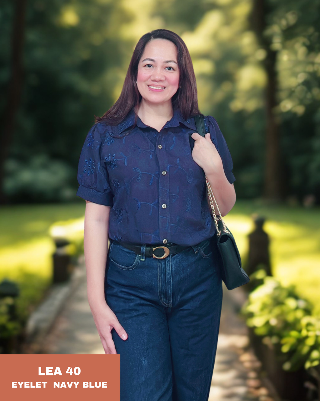 LEA BLOUSE 0040-EYELET NAVY BLUE