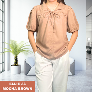 ELLIE BLOUSE 0034 - PLAIN MOCHA BROWN