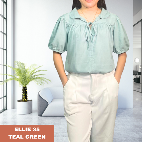 ELLIE BLOUSE 0035 - PLAIN TEAL GREEN