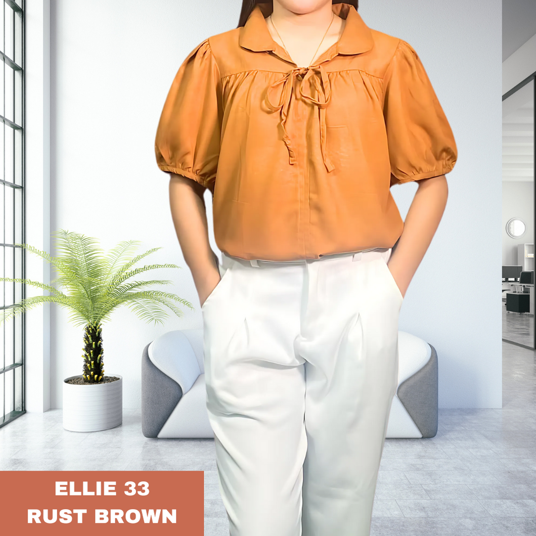 ELLIE BLOUSE 0033 - PLAIN RUST BROWN