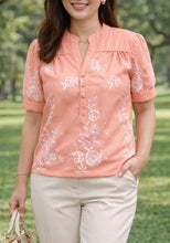 Load image into Gallery viewer, CLAIRE BLOUSE 0175  - EYELET BLOSSOM CORAL