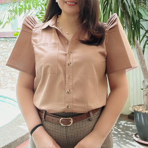 JUANA BLOUSE 0025 - PLAIN MOCHA BROWN