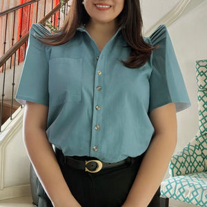 JUANA BLOUSE 0023 - PLAIN DUSTY BLUE