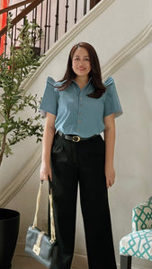 JUANA BLOUSE 0023 - PLAIN DUSTY BLUE