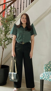 JUANA BLOUSE 0027 - PLAIN MARINE GREEN