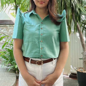 JUANA BLOUSE 0044 - PLAIN TEAL GREEN