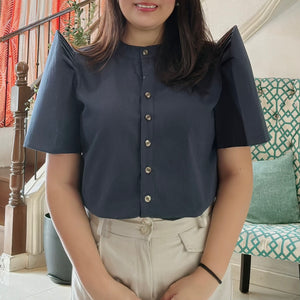 JUANA BLOUSE 0046 - PLAIN NAVY BLUE