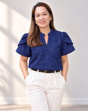Load image into Gallery viewer, SHAMCY BLOUSE 0095 - EYELET NAVY BLUE